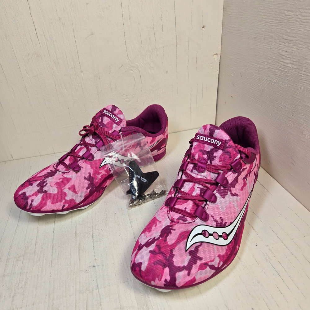 Saucony Vendetta Racing Spikes Women's size 10.5 Pink Camo Track Shoes S19027-4
